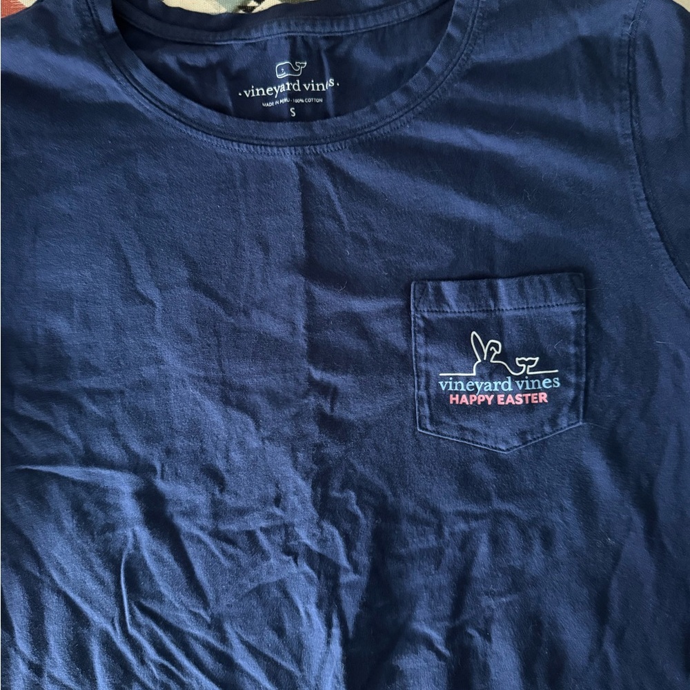 Vineyard Vines Navy Easter Pocket Tee